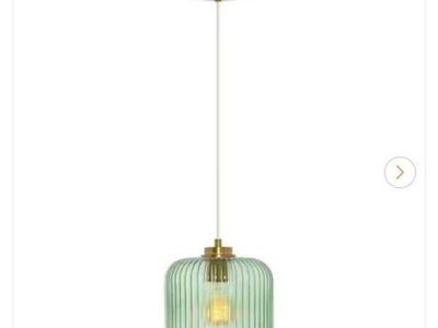 River of Goods Green Ribbed Glass Pendant Light