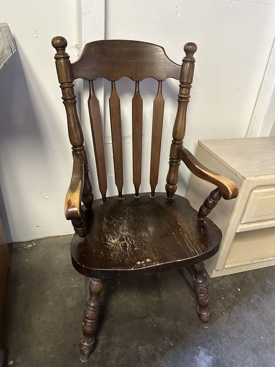 Large Solid Wood Armchair