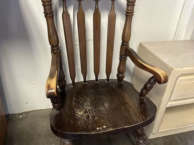 Large Solid Wood Armchair