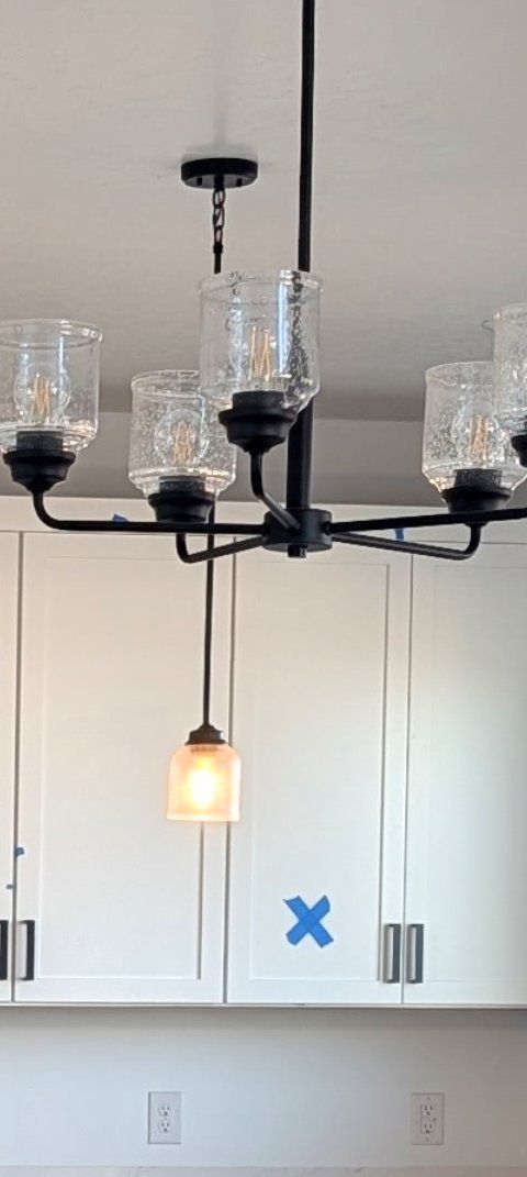 Modern Black 8-Light Chandelier with Clear Seeded Glass Shades - 35" Wide, 36" Long