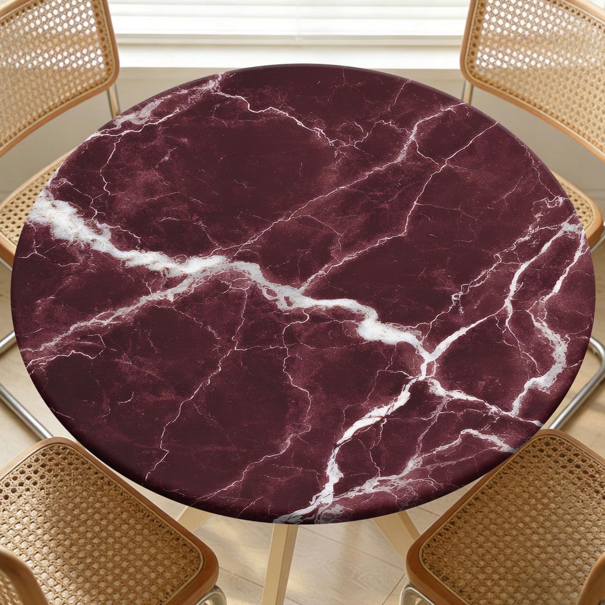 New! ARTSGOO Round Fitted Table Cloth with Elastic Fits 38"-42" Round Tables