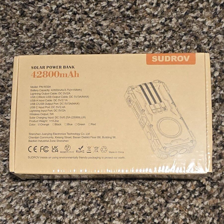 SUDROV 42800mAh solar power bank