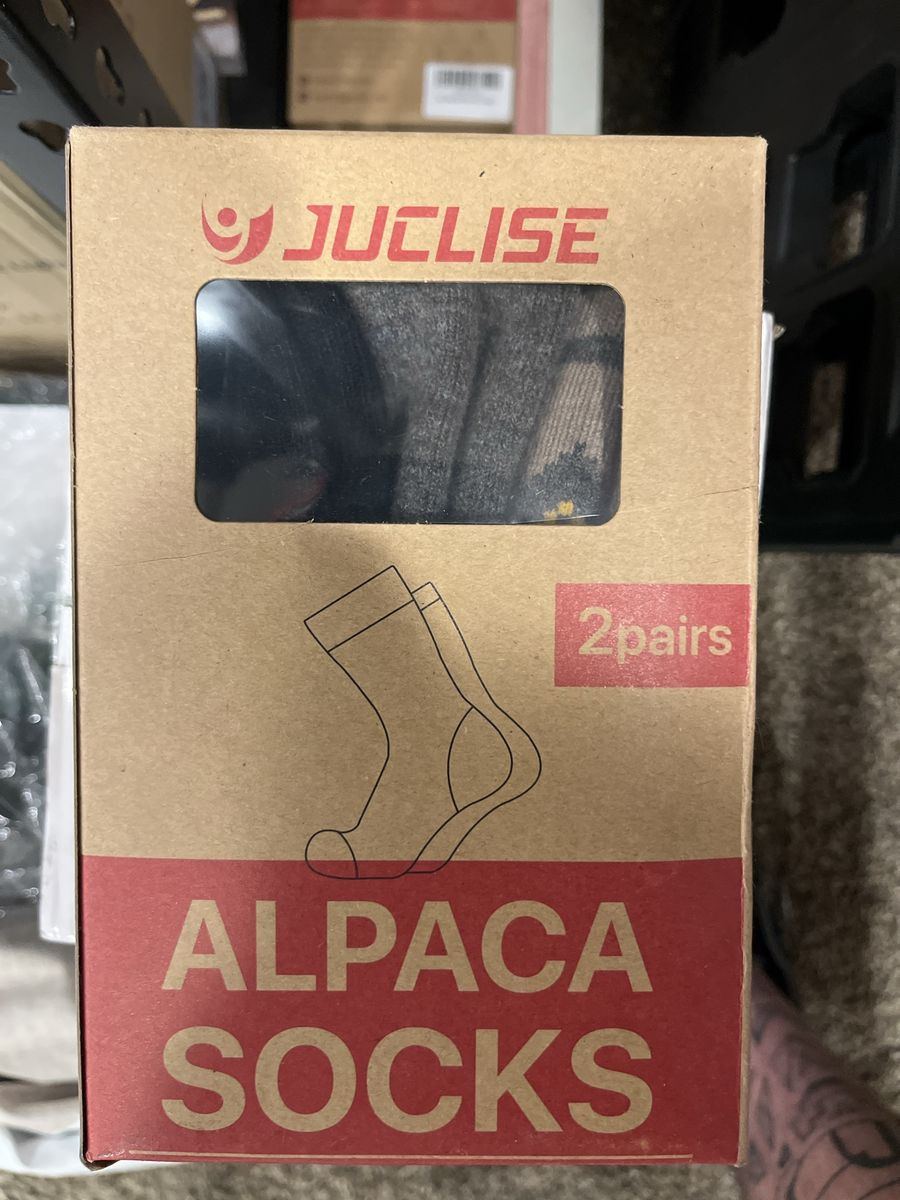 JUCLISE Alpaca Socks - 2 Pairs, Soft & Warm, Unisex, Grey/Tan/Blue for Everyday Comfort