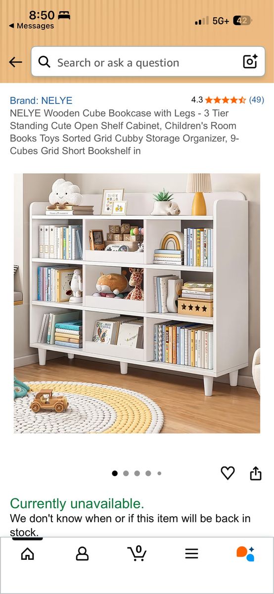 NEW IN BOX White Mid Century Children's Bookshelf