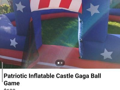 Patriotic Inflatable Castle Gaga Ball Game - Red, White & Blue Stars & Stripes