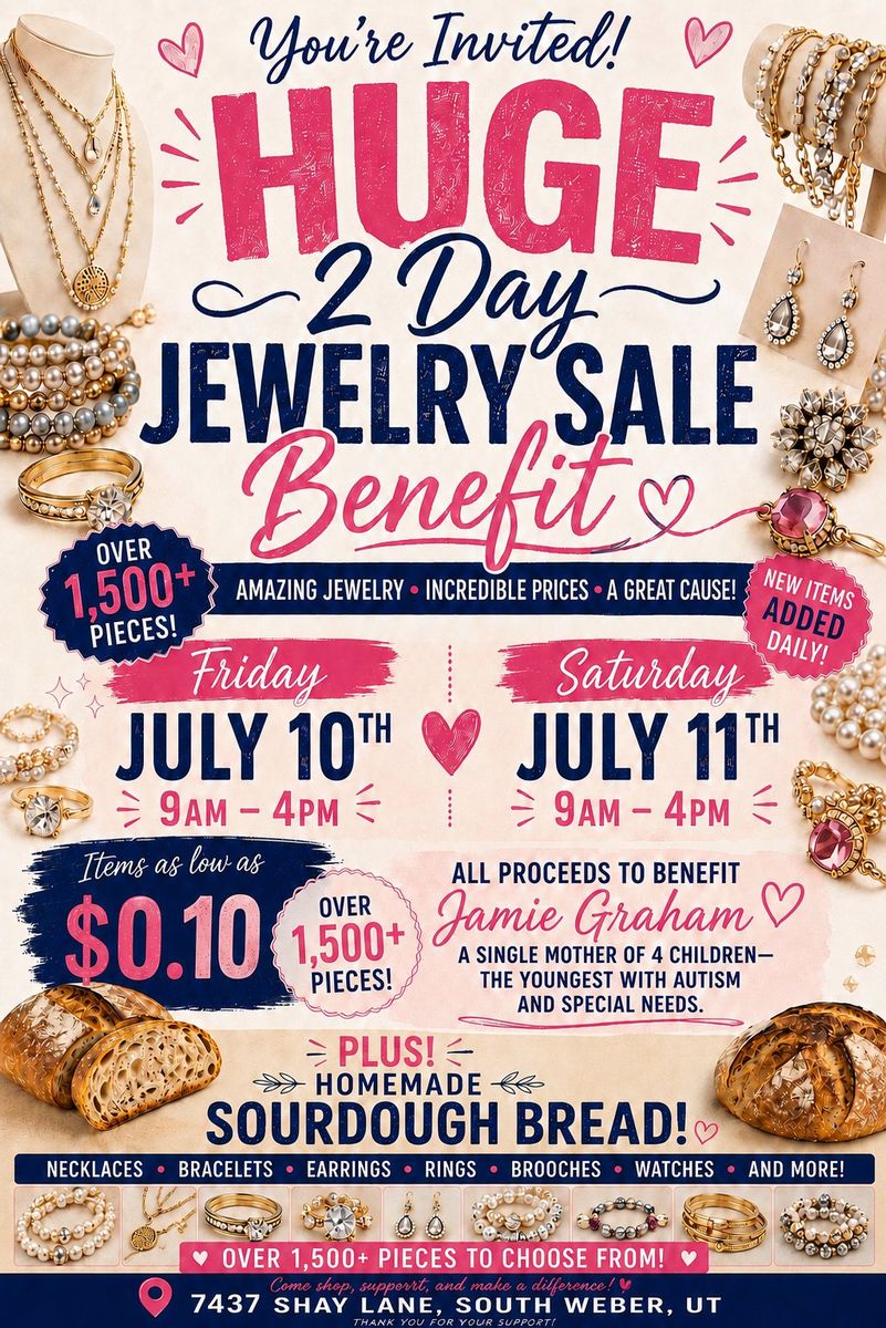 Fundraiser jewelry/yard sale. come support someone in your community. over 1,500 pieces available.