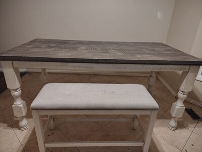 Counter-Height Dining Table & Bench – Solid Set, Great Value