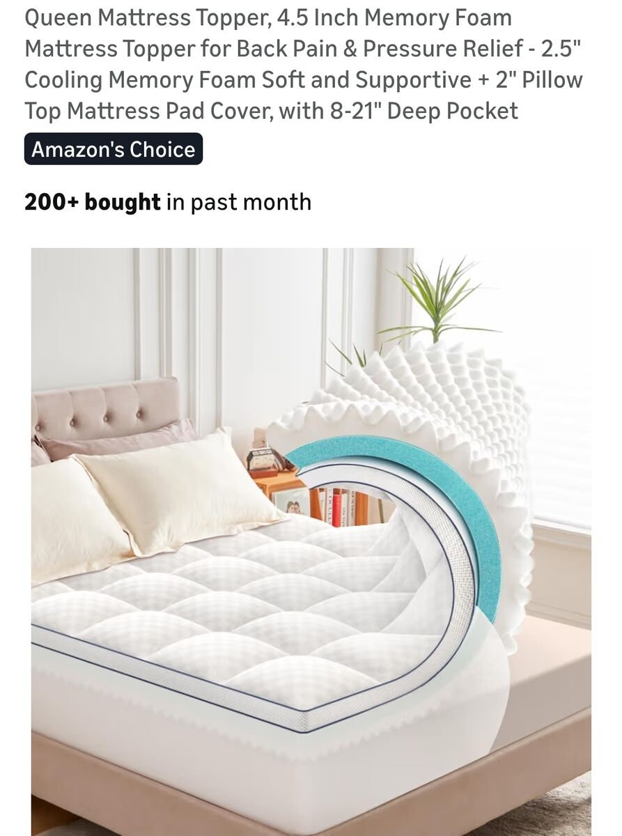 Queen mattress topper
