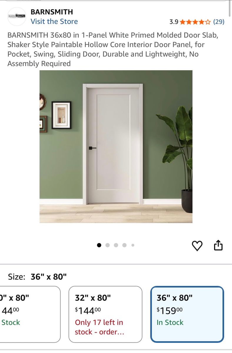 One panel White primed molded door slab