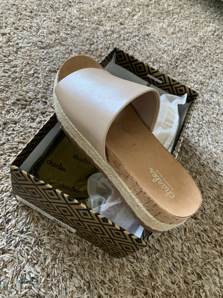 Charles by Charles David Bustle Nude Smooth Platform Espadrille Sandals Women's Size 8M