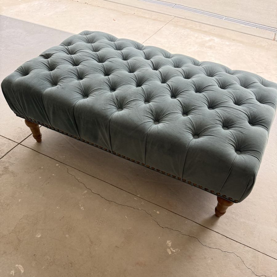 Sage Green Tufted Microfiber Ottoman