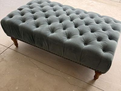 Sage Green Tufted Microfiber Ottoman