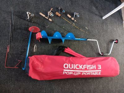 Ice fishing pop-up shelter and all the gear.