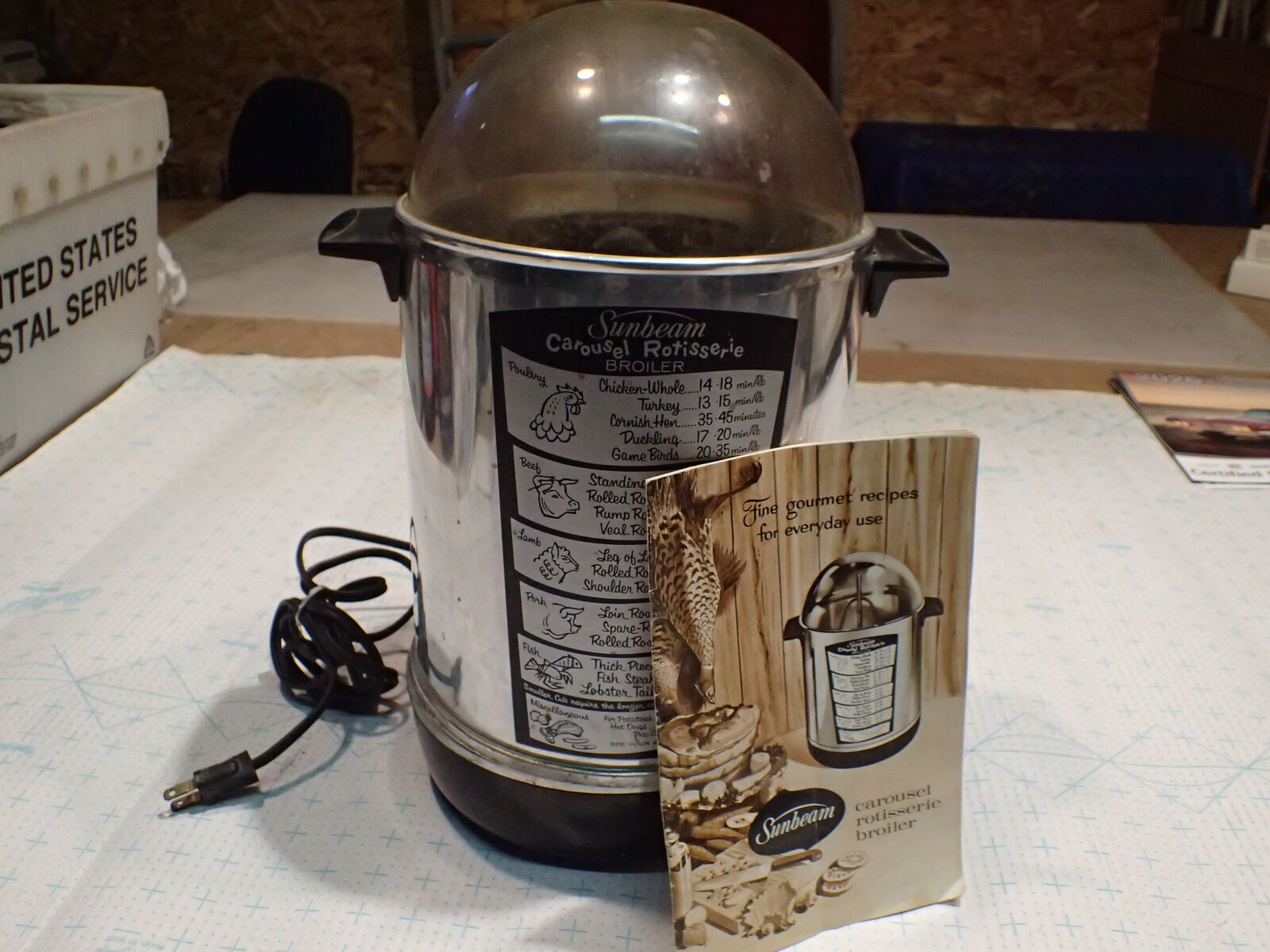 Vintage Sunbeam Carousel Rotisserie With Manual/ Recipe Book NICE Working Cond.