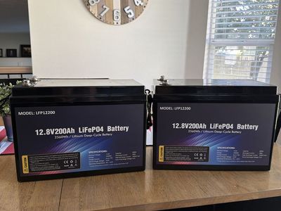 LiFePO4 12.8V 200Ah Lithium Deep-Cycle Batteries (Pair)
