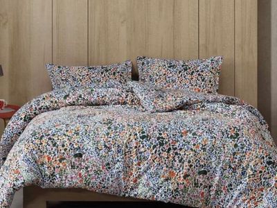 New Marimekko Rantaniity Orange/Multi-Color Full/Queen Comforter Set