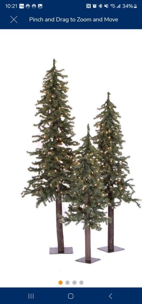 Pre-Lit Alpine Artificial Christmas Trees Set of 3