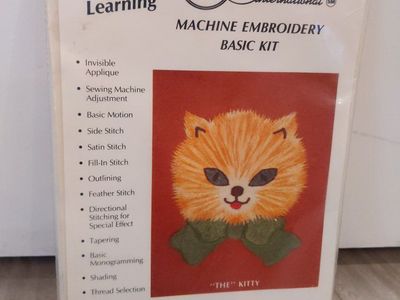 Vintage Sew-Art International Machine Embroidery Basic Kit - "The Kitty" Beginner Skill Level-unopened