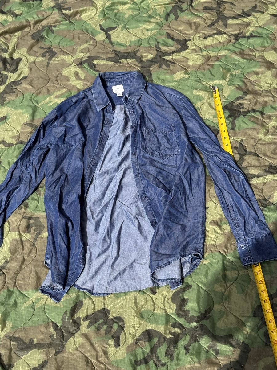 a new day Chambray Button-Up Shirt, Blue - Size S