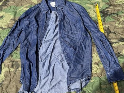 a new day Chambray Button-Up Shirt, Blue - Size S