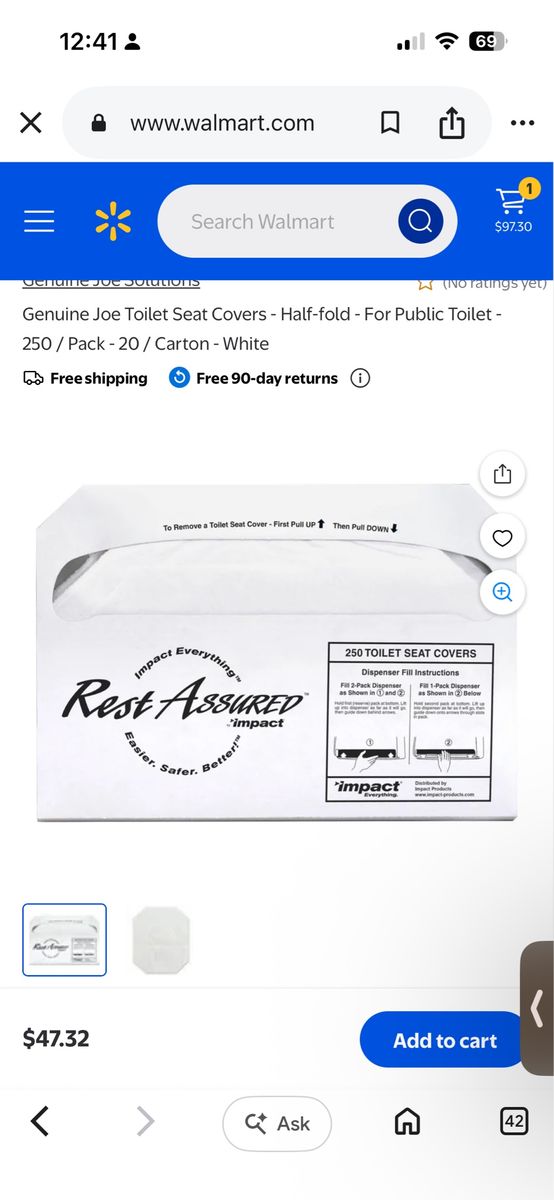Rest assured disposable toilet seat covers