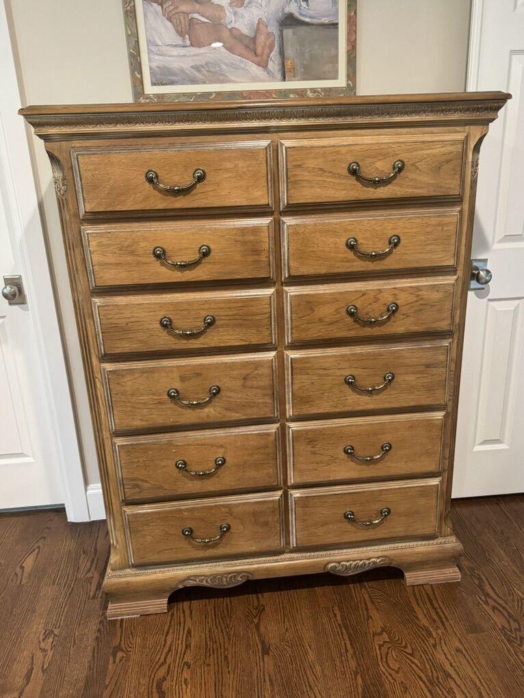 Solid Pecan Wood Chest Of Drawers