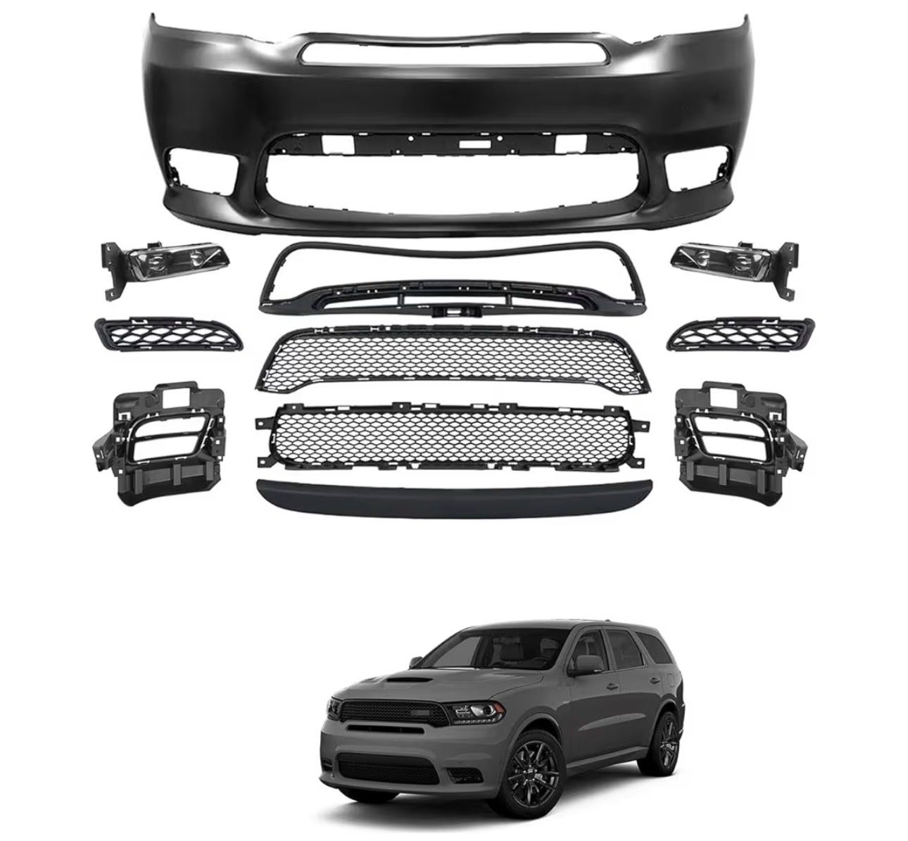 NEW Durango SRT Front Bumper Cover Kit Compatible with 2016 2017 2018 2019 2020 Dodge Durango SRT With Fog Lights