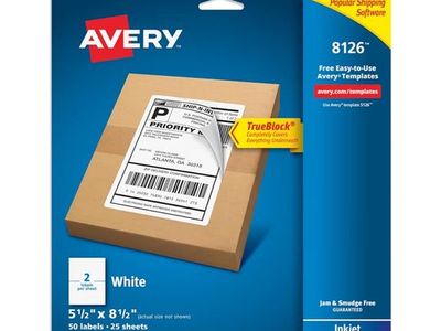 Avery 8126 Half-Sheet White 5.5"x8.5" Printable Shipping Labels - 2 Each 2x 25-Sheet Packs (90 Labels Total)