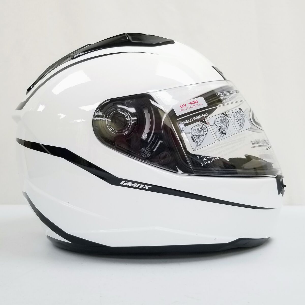 GMAX FF-88 Full-Face Street Helmet (White/Black, XX-Large) (72-47972X-L-R5,S5)