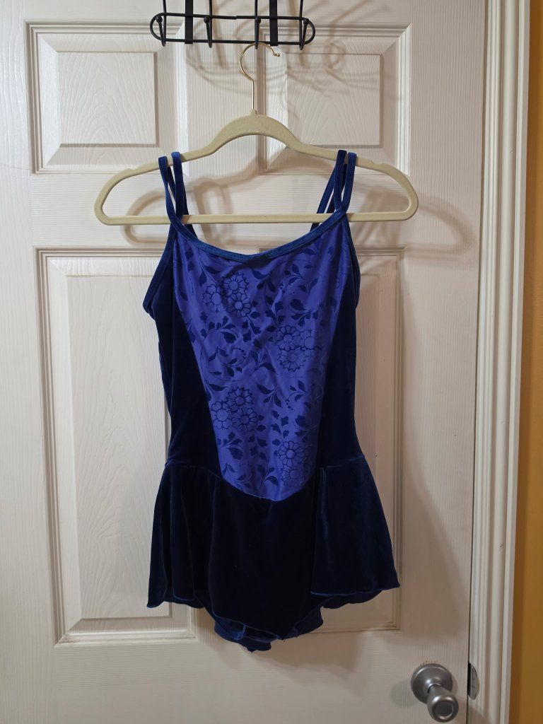 figure skate dress dark blue velvet