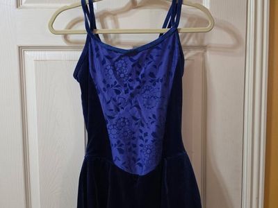figure skate dress dark blue velvet