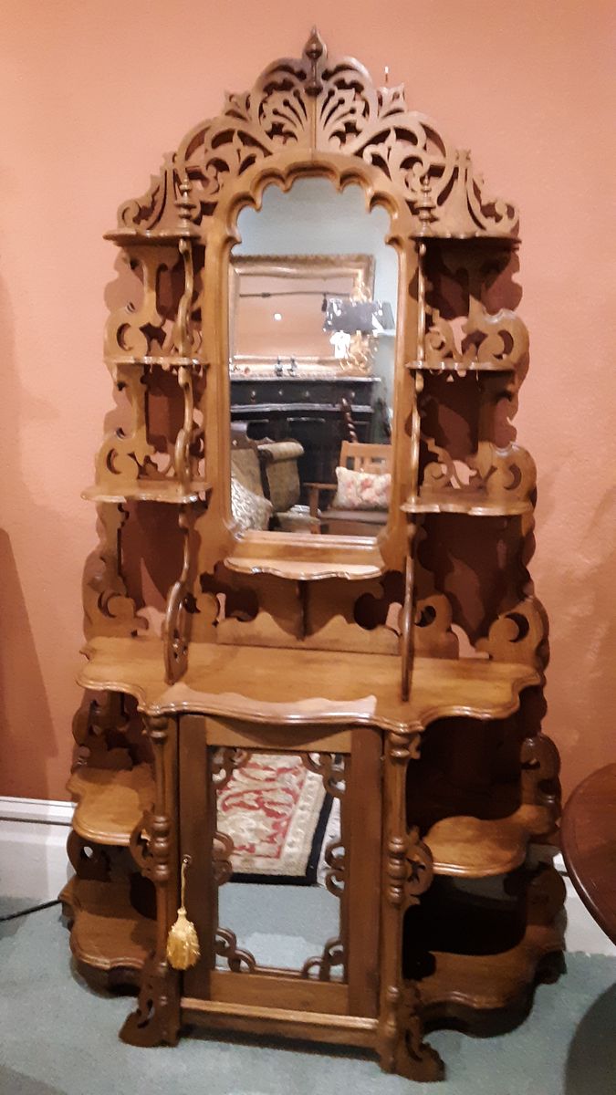 STUNNING, BEAUTIFULLY DESIGNED, ANTIQUE ETEGERE CURIO MIRRORED WITH STORAGE