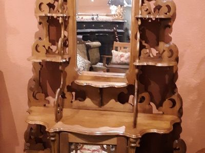 STUNNING, BEAUTIFULLY DESIGNED, ANTIQUE ETEGERE CURIO MIRRORED WITH STORAGE