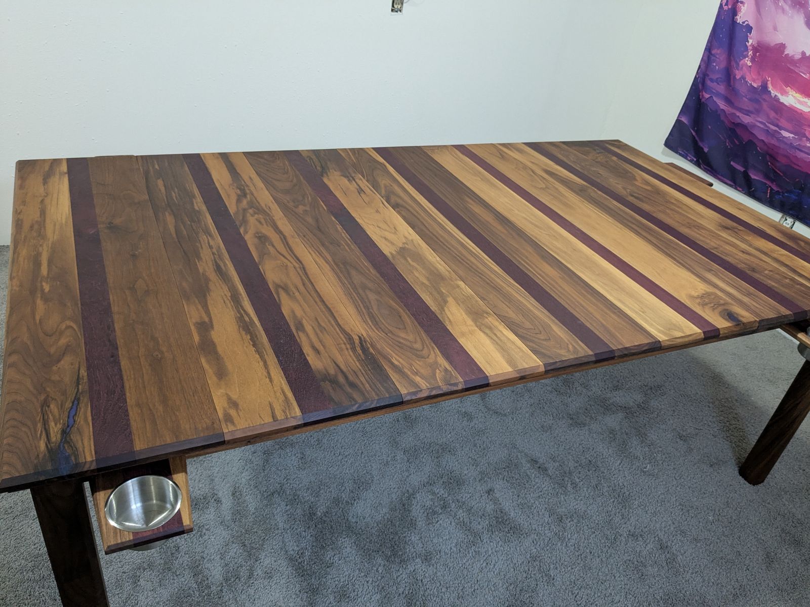 Convertible Walnut Dining & Gaming Table with Internal TV