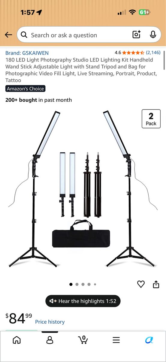 180 LED Photography Studio Lighting Kit Handheld Wand Sticks w/ Stand & Bag