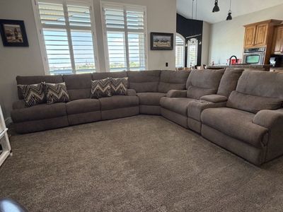 Brindle Brown Power Reclining Sectional Sofa with Console - Corner Wedge, Sofa, Loveseat