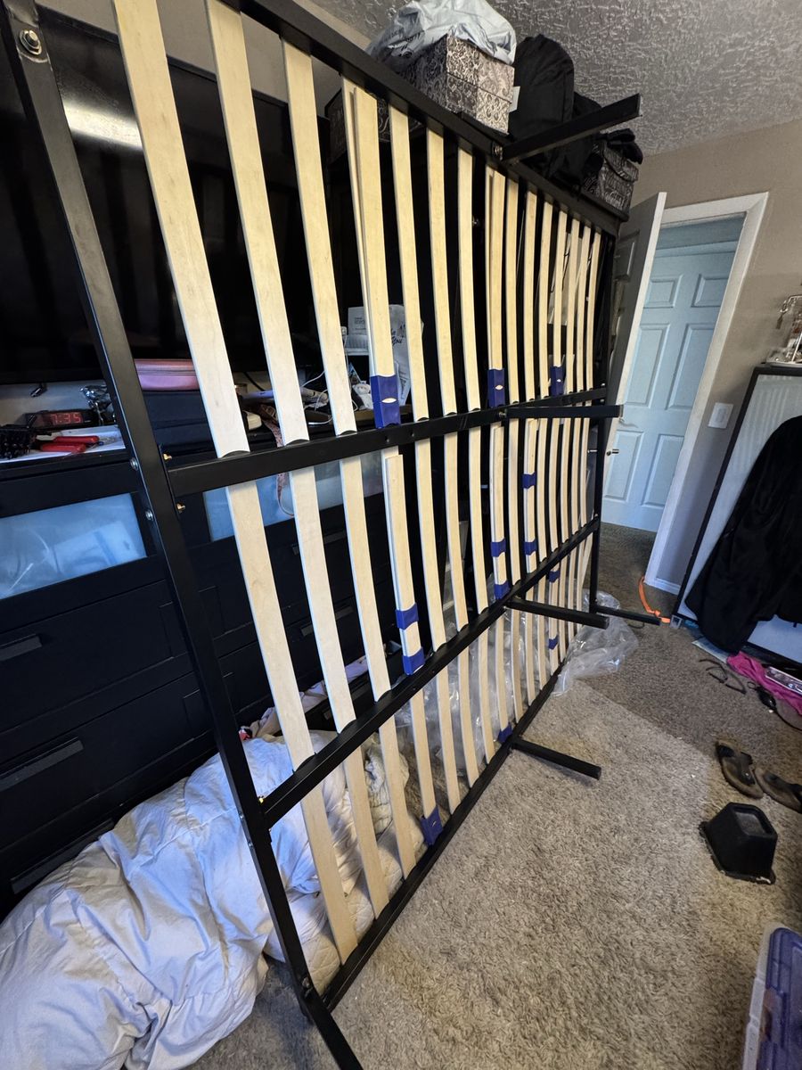 King metal bed frame risers slats