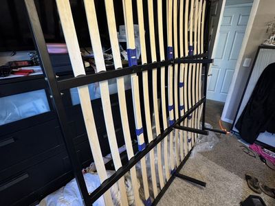 King metal bed frame risers slats