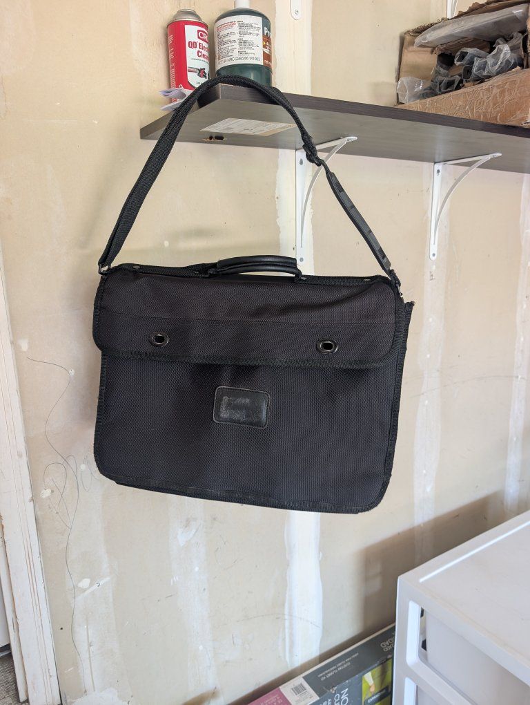 Black Fabric Messenger Laptop Briefcase Bag with Shoulder Strap