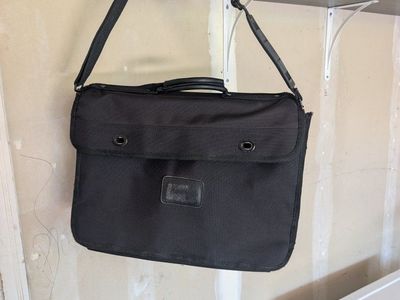 Black Fabric Messenger Laptop Briefcase Bag with Shoulder Strap
