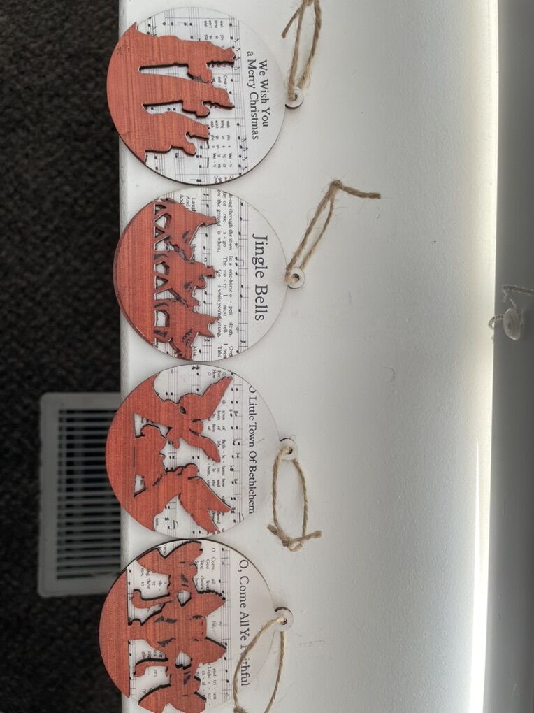 Music Sheet Nativity Ornament 4 Pieces 3 Inches