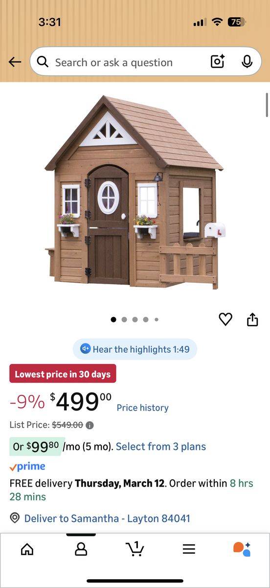 Wood Playhouse- Backyard Discovery Aspen Playhouse