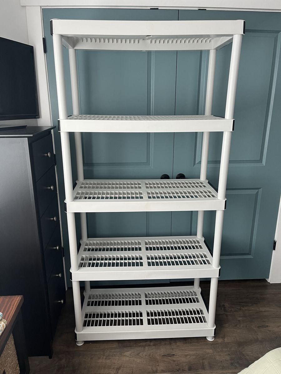 White 5-Tier Plastic Storage Shelving Unit