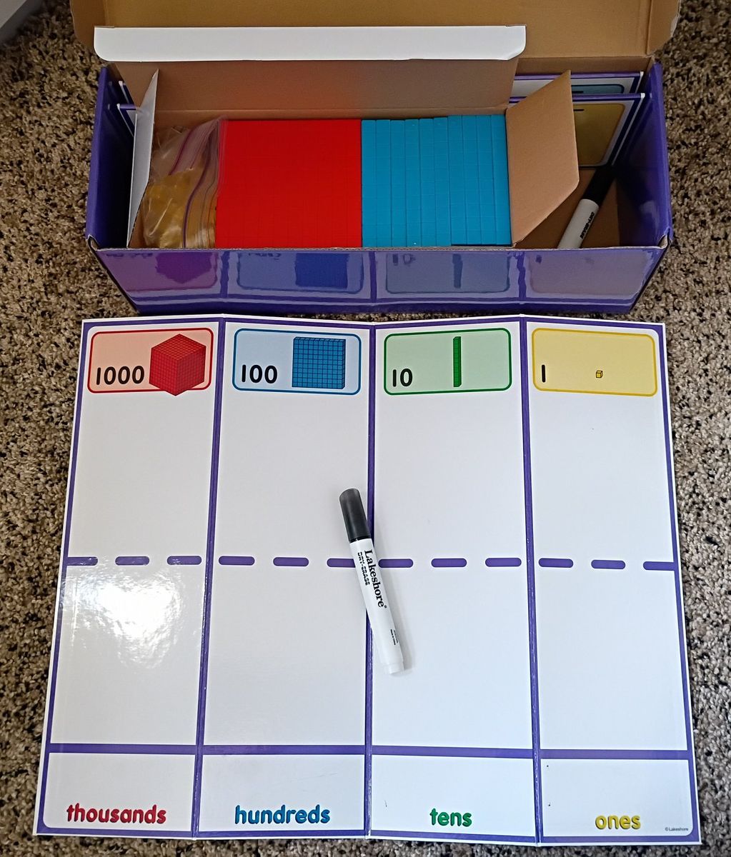 Lakeshore Place Value Activity Kit - Ages 6+ Math Manipulatives & Dry Erase Board