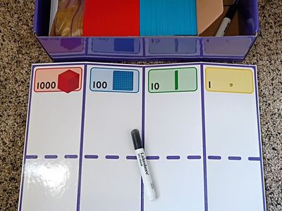 Lakeshore Place Value Activity Kit - Ages 6+ Math Manipulatives & Dry Erase Board