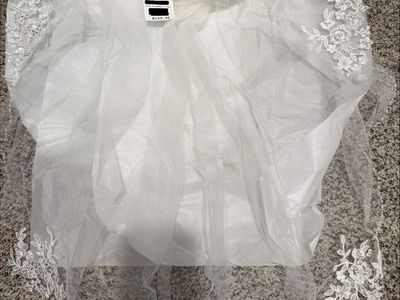 Wedding dress with vail and beaded belt