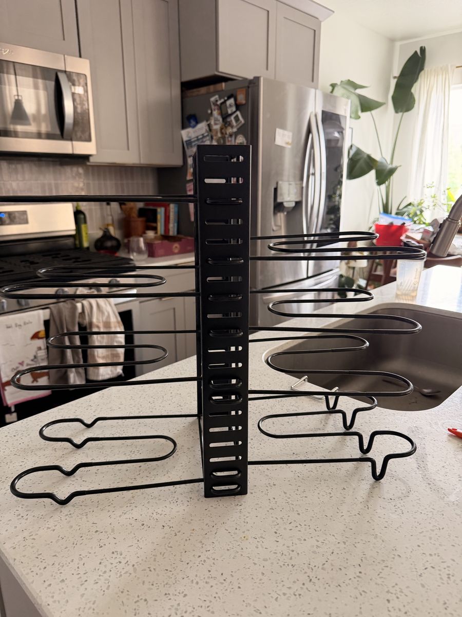Adjustable Metal Pot & Pan Lid Organizer Rack - Black Kitchen Cabinet Storage