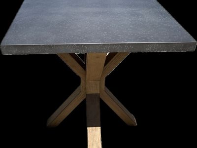 Calmart Industrial Style Square Table Wood Base Zinc Top Modern Rustic