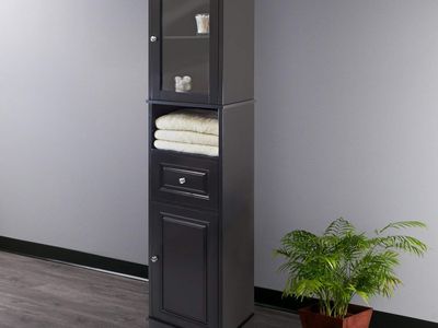 Tall Cabinet with Glass Door and Drawer, by Winsome Wood Alps, Used