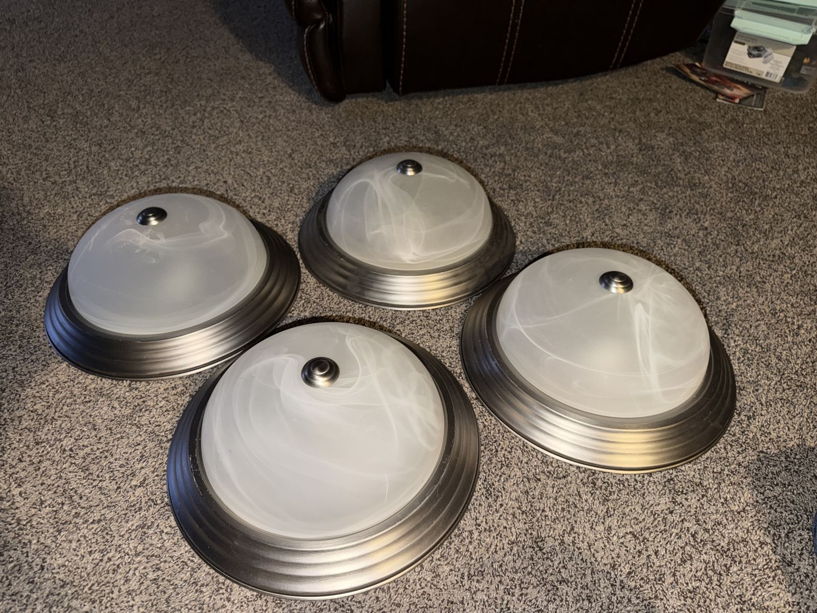 Light Brushed Nickel Flush Mount with Frosted Glass Shade (4-Pack)